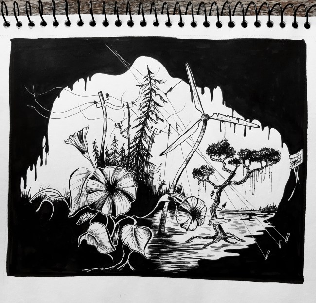 surreal nature doodle